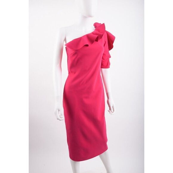 Chiara Boni Womans Aleece Dress Gown Sz 8 EU 44 Pink One Shoulder Cocktail NWT - Picture 2 of 7